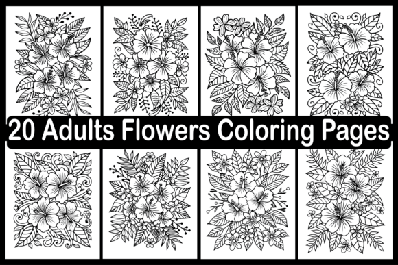 20 Adults Flowers Coloring Pages
