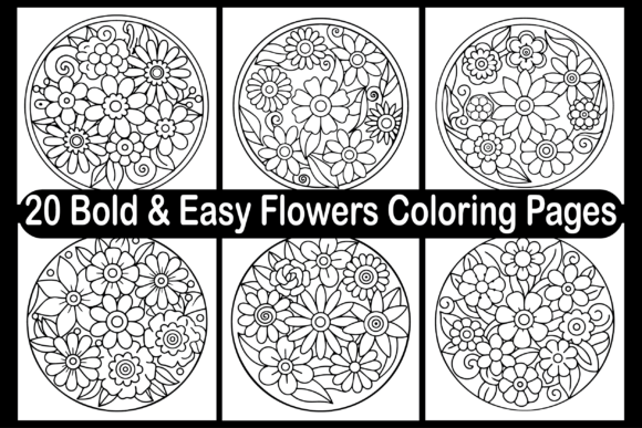 20 Bold Easy Flowers Coloring Pages for Adults