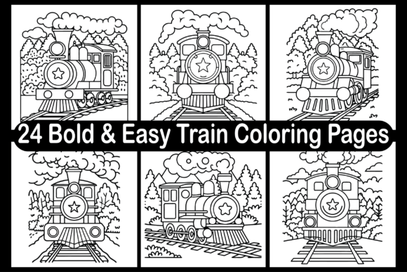 24 Bold Easy Train Coloring Pages for Adults