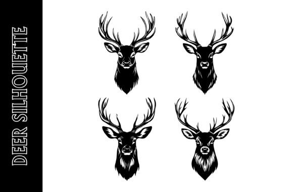Black Color Deer Silhouette Vector: A Versatile Design for Print and Digital Use