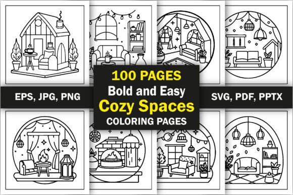 Cozy Spaces Coloring Pages