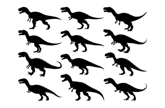 Set of Allosaurus Vector Silhouette for T-Shirts and More: A Creative Design Bundle