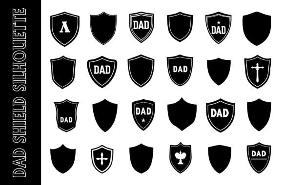 Set of DAD Shield Silhouette Design for Creative Projects