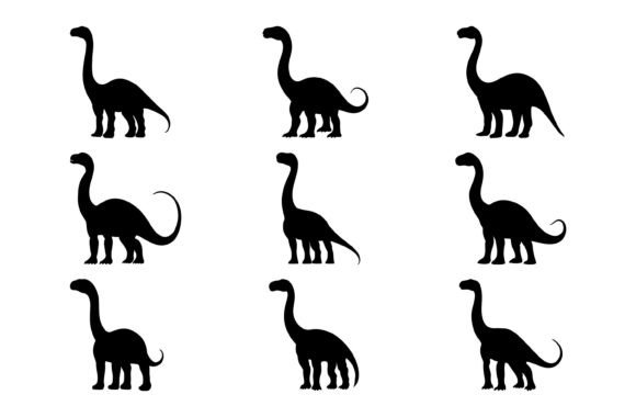 Set of Diplodocus Vector Silhouette for Creative and Commercial Use