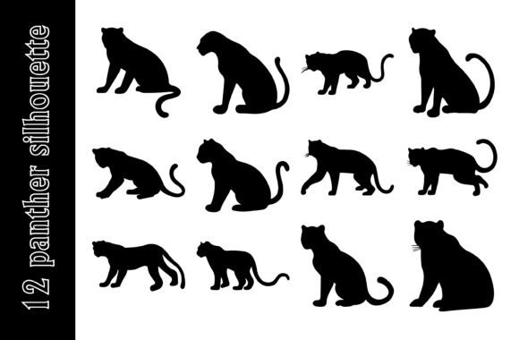 Set of Panther Vector Silhouette: A Versatile Design Asset for Print-on-Demand and More